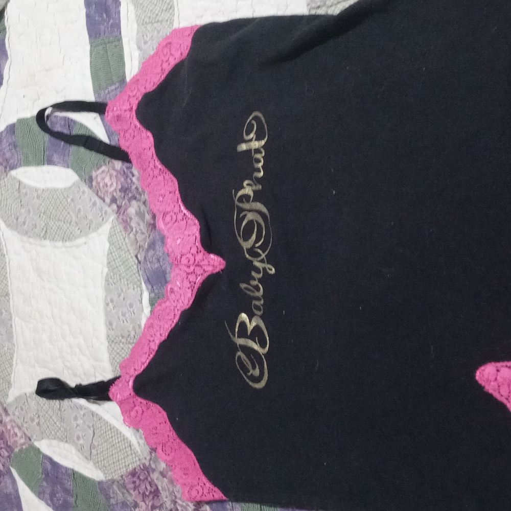 Bnwot!! Baby phat spaghetti strap tank top sz medium in black and pink pink lace - Picture 2 of 12